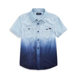 Polo Ralph Lauren Boys' Dip Dye Chambray Short Sleeve Shirt 2T - Little Kid New